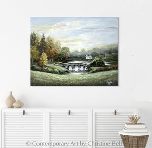 "A Romantic Journey" GICLÉE PRINT Landscape Oil Painting, "Pride and Prejudice" Palladian Bridge