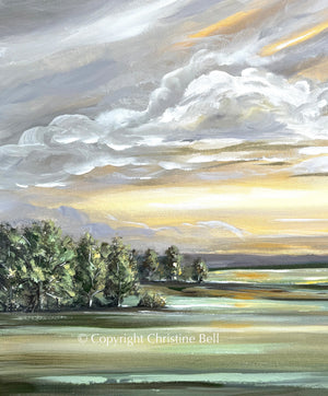 "Luminous Sunrise" GICLÉE PRINT, Modern Landscape Painting, Golden Sunrise, Sunset