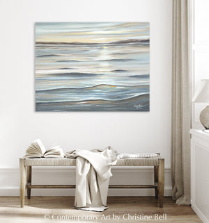 "Gentle Tranquility" GICLÉE PRINT, Coastal Seascape Painting, Neutral Ocean Waves
