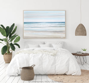 "Beach Walk II" GICLEE PRINT Coastal Abstract Painting, Light Blue, Grey, White