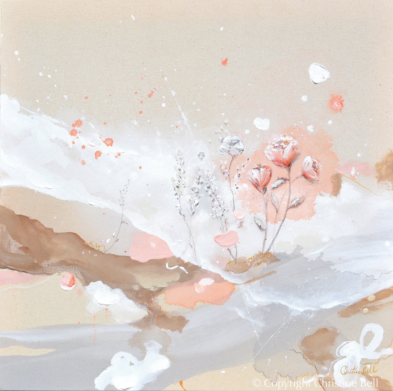 "Serendipity" GICLEE PRINT Abstract Painting, Blush Pink, Neutral, Flowers