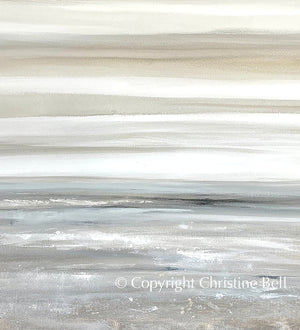 "Sand Dunes" Giclée Print, Coastal Abstract Painting, Grey, Beige, Taupe, White,