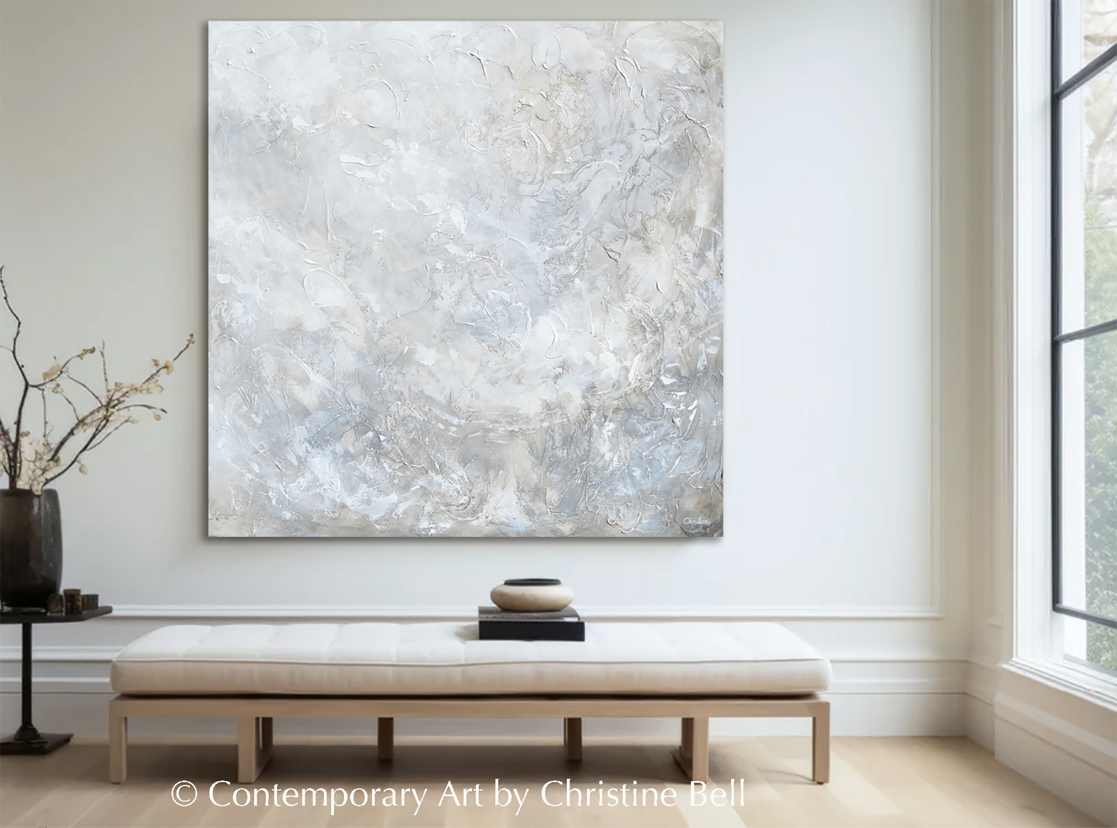 "Silhouette" GICLEE PRINT Coastal Abstract Painting, Neutral, Grey, White, Taupe, Cream, Stone