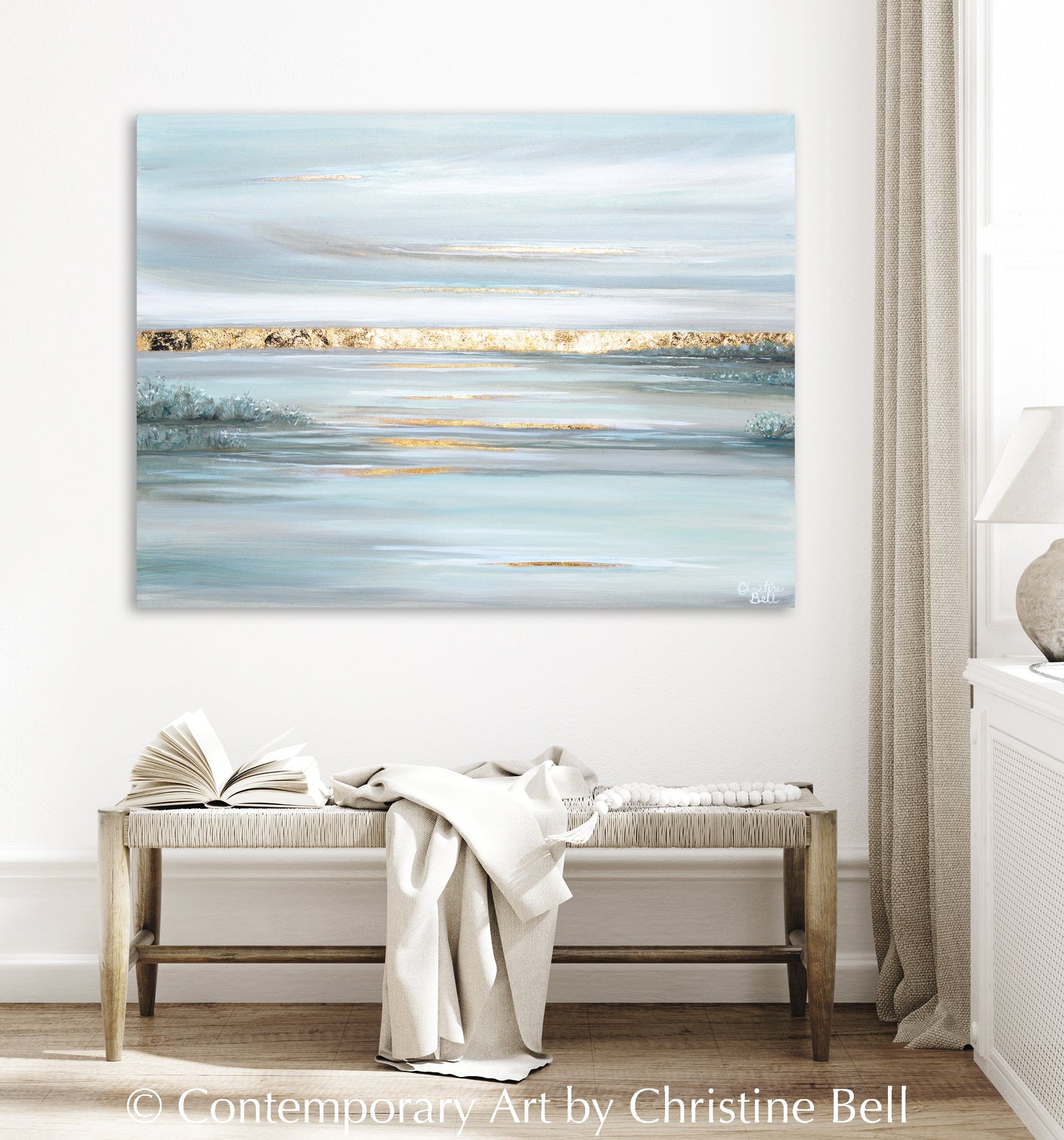 "Aurora" GICLÉE PRINT, Modern Coastal Seascape, Gold Leaf