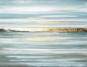"Idyllic Pause" GICLÉE PRINT, Modern Coastal Seascape, Gold Leaf