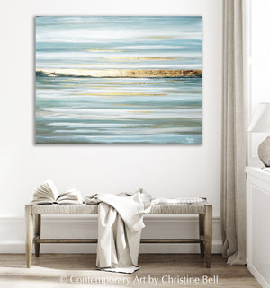 "Idyllic Pause" GICLÉE PRINT, Modern Coastal Seascape, Gold Leaf