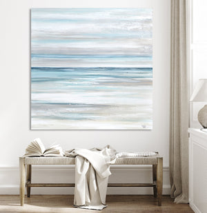 "Tranquility" GICLEE PRINT Coastal Abstract Painting, Neutral, Grey, White, Taupe, Blue