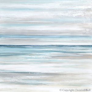 "Tranquility" GICLEE PRINT Coastal Abstract Painting, Neutral, Grey, White, Taupe, Blue