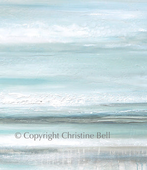 "Euphoria" GICLEE PRINT Coastal Abstract Painting, Seafoam Green Light Blue, Grey, White