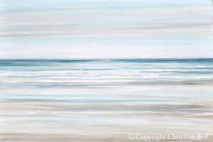 "Beach Walk II" GICLEE PRINT Coastal Abstract Painting, Light Blue, Grey, White