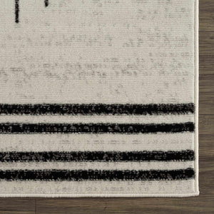 Angus Abstract Black and White 7ft Runner Rug