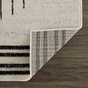 Angus Abstract Black and White 7ft Runner Rug
