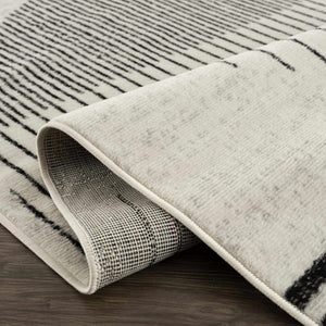 Angus Abstract Black and White 7ft Runner Rug