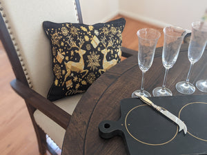 DaDa Bedding Magical Golden Reindeer Woven Tapestry Throw Pillow Covers 16" x 16"