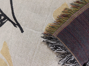 DaDa Bedding Yellow Fleur Botanical Sunshine Golden Floral Woven Tapestry Throw Blanket - 50” x 60” (18112)