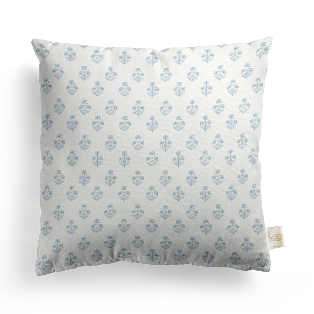 Petite Block Print Floral Pillow Cover | Featuring Navy Haven Colorway
