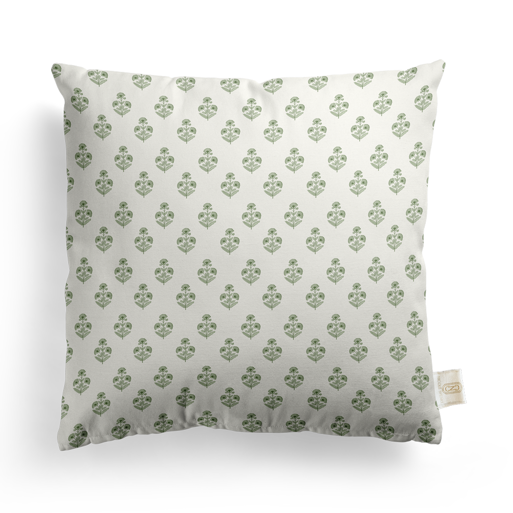 Petite Block Print Floral Pillow Cover | Featuring Moss Mystique Colorway