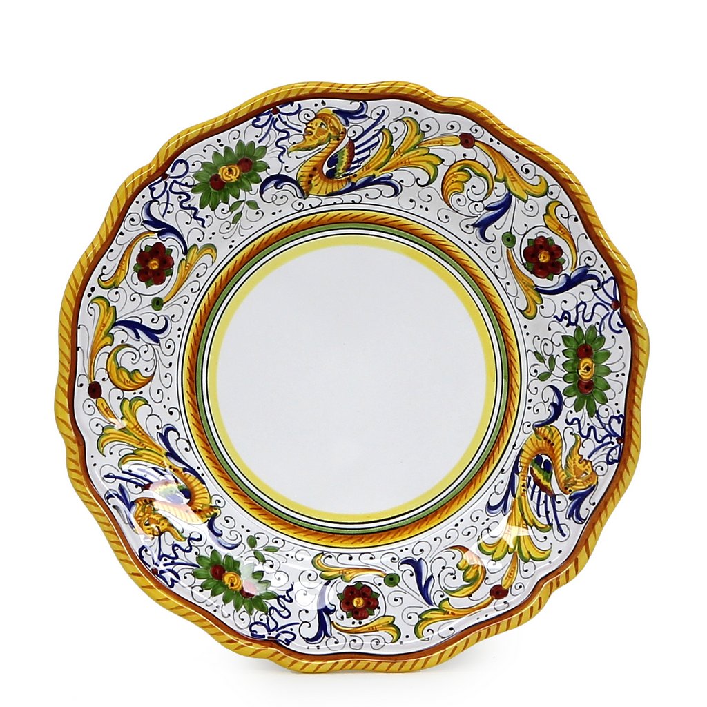 RAFFAELLESCO DELUXE: Pasta/Soup Scalloped Rimmed Bowl Plate (White Center)