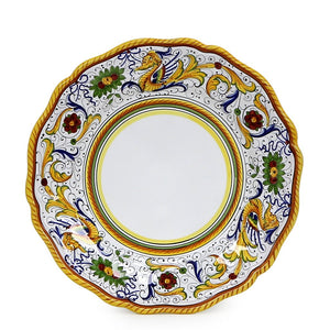 RAFFAELLESCO DELUXE: Pasta/Soup Scalloped Rimmed Bowl Plate (White Center)