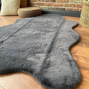 Anthracite Rabbit Plush Rug Flashrug