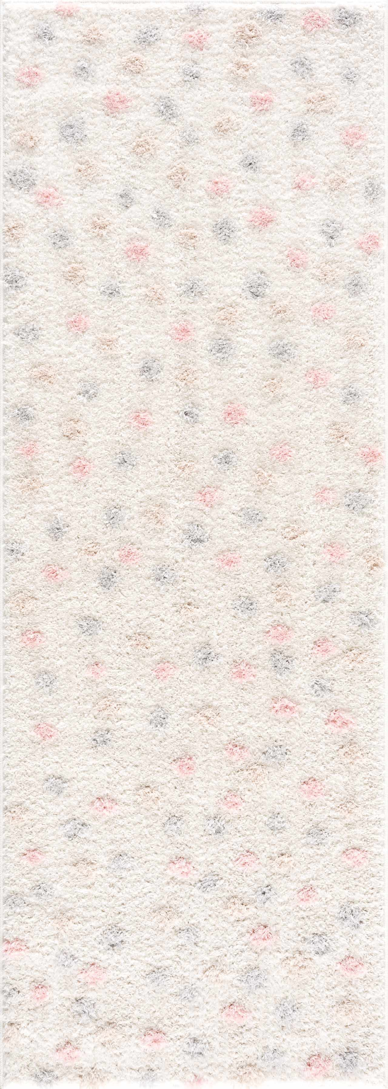 Cansu Pink & Cream Dotted Runner Rug