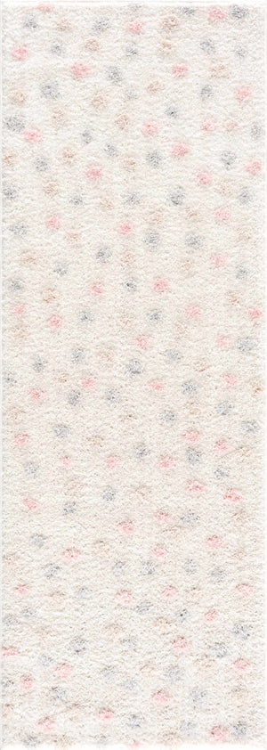 Cansu Pink & Cream Dotted Runner Rug