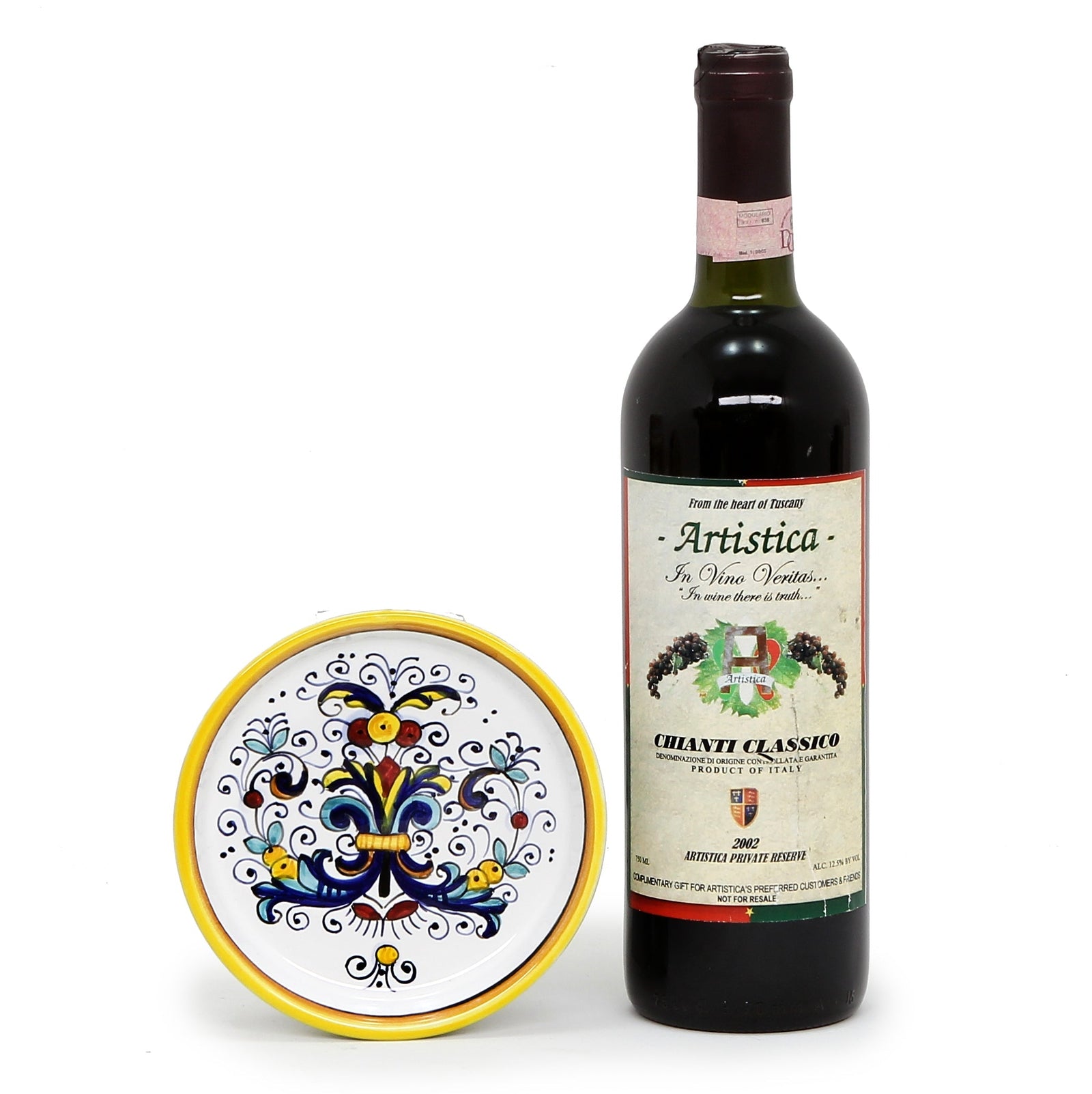 RICCO DERUTA DELUXE: Deruta Wine Coaster/Dipping Bowl