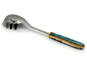 RICCO DERUTA DELUXE: Ceramic Handle Spaghetti Serving Tong with 18/10 stainless steel cutlery.