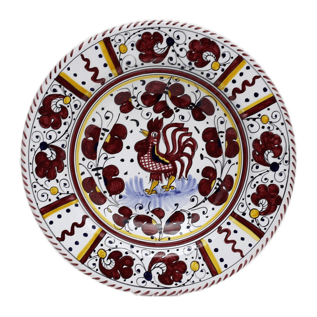 ORVIETO RED ROOSTER: Pasta/Soup Rimmed Bowl Plate