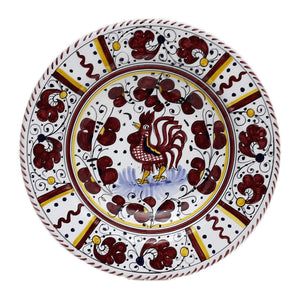 ORVIETO RED ROOSTER: Pasta/Soup Rimmed Bowl Plate