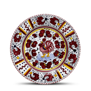 ORVIETO RED ROOSTER: 3 Pieces Dinnerware Place Setting