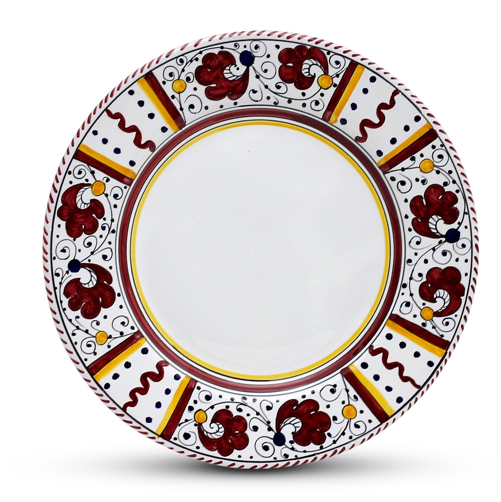 ORVIETO RED ROOSTER: 5 Pieces Dinnerware Place Setting - White Center