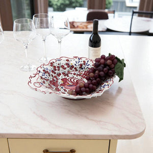 ORVIETO RED ROOSTER: Oval Tray with Handles [R]