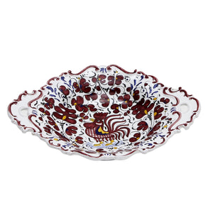 ORVIETO RED ROOSTER: Oval Tray with Handles [R]