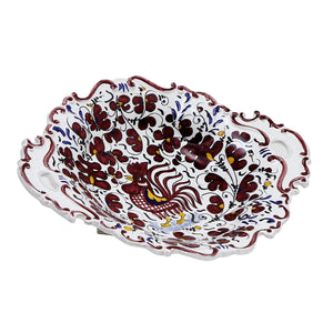 ORVIETO RED ROOSTER: Oval Tray with Handles [R]