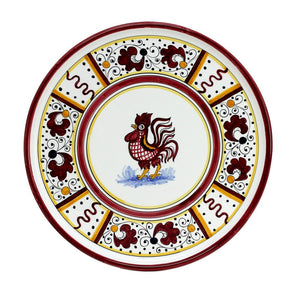 ORVIETO RED ROOSTER: Deruta Pizza Plate - Cake or Cheese Platter.