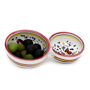 ORVIETO RED ROOSTER: Olive Dish Bowl - Relish and Condiments divided bowl