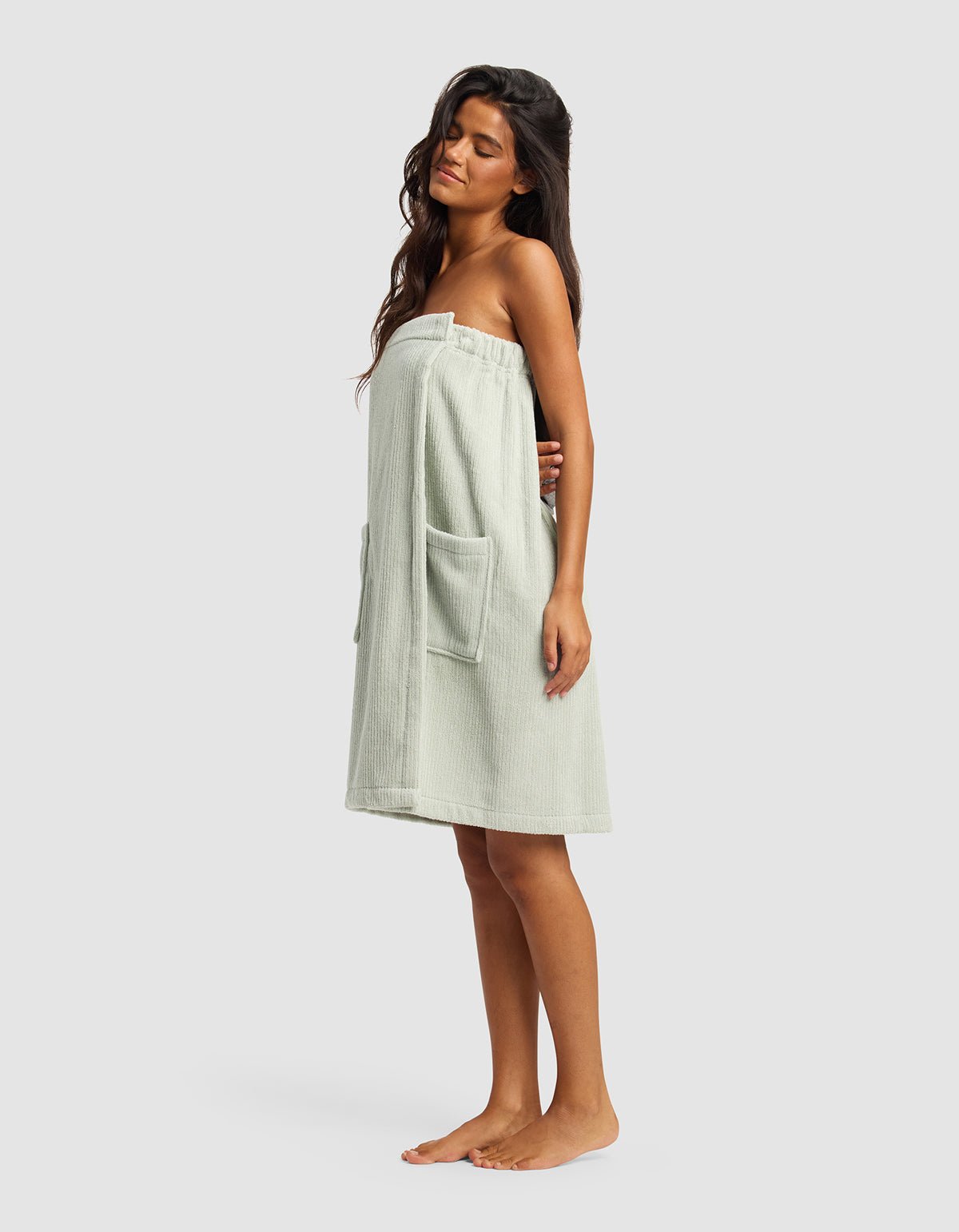 Ribbed Terry Bath Wrap - Laurel / XS/S