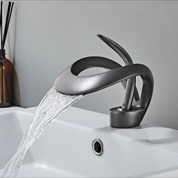 Versailles Luxury Waterfall Bathroom Faucet: Single-Hole, Brass Handle ...