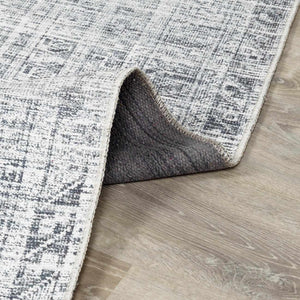 Barny Cream & Gray Washable 7ft Runner Rug