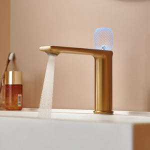 Lumina crystal Single Handle Single Hole Bathroom Sink Faucet with Pop up drain overflow