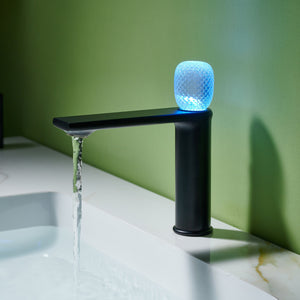 Lumina crystal Single Handle Single Hole Bathroom Sink Faucet with Pop up drain overflow