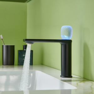Lumina crystal Single Handle Single Hole Bathroom Sink Faucet with Pop up drain overflow