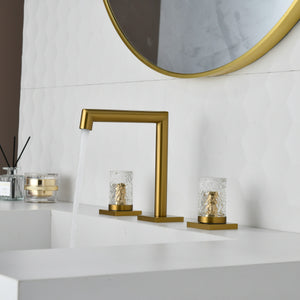 Crystal handle 3-hole deck-mount sink faucet, include a pop-up drain with overflow