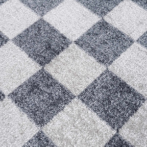 Alie Gray Checkered Washable Runner Rug