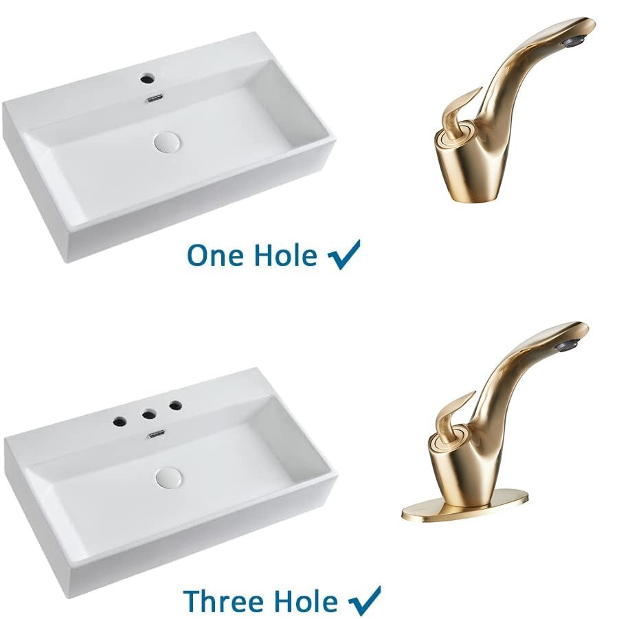 Modern Bathroom Sink Faucet Single Handle - Deck Plate & Pop-Up Drain ...