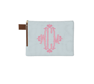 Solid Bamboo Monogram Zipper Pouch