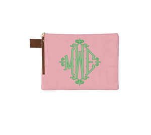 Solid Bamboo Monogram Zipper Pouch