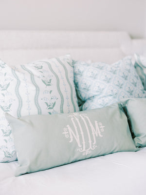 Wrapped in Lace x Nicole Speake Solid Bamboo Monogram Lumbar Pillow Cover