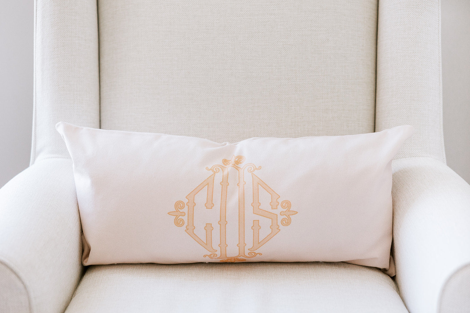 Solid Bamboo Monogram Lumbar Pillow Cover